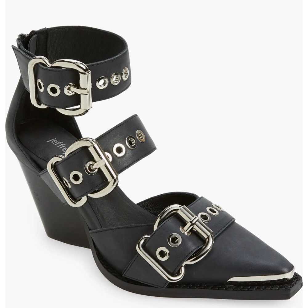 FREE PEOPLE X JEFFREY CAMPBELL HENDRIX HEELS BUCKLES black size 9.5 New